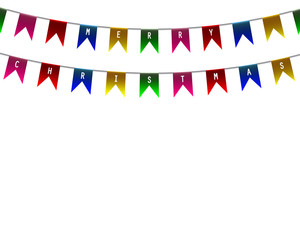 Obraz premium Decorative flags on greeting card happy Christmas