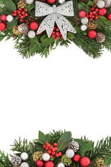 Christmas Flora with Silver Bow Border