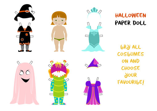 Halloween Paper Doll Cartoon Vector