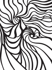 Abstract black and white wavy stripes vector background