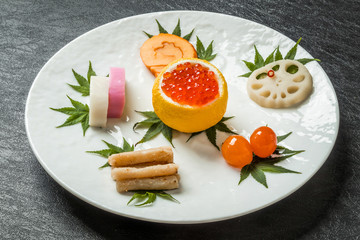 典型的なおせち料理 General Japanese New Year dishes(osechi)