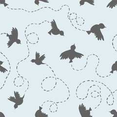 Seamless pattern - birds with traces