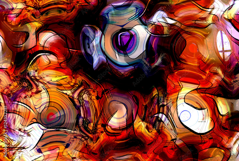 Aufkleber graphic design illustration of notes and note lines in circle structure, music concept.