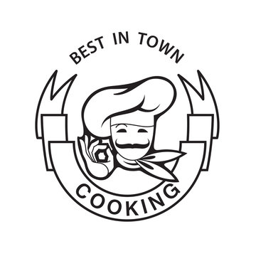 monochrome image of chef with ribbon