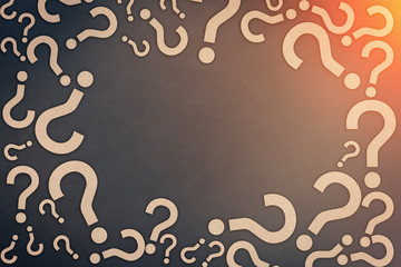 background frame of brown question mark paper cut