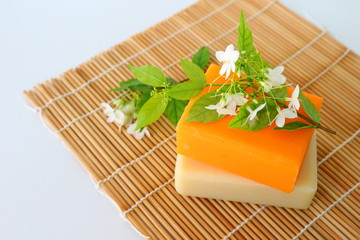 Beautiful flower on organic soaps