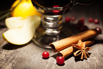 mulled wine on a black background