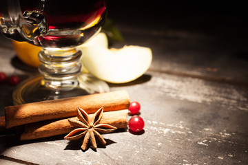 mulled wine on a black background