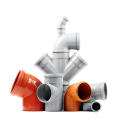 Plastic sewer pipes, isolated on the white