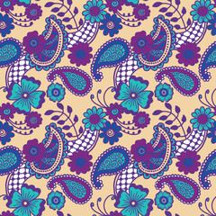 Fototapeta premium Paisley seamless colorful pattern