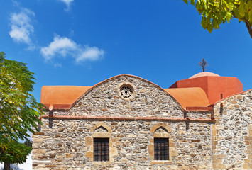 Fototapeta premium Holy Church of the Assumption of the Virgin Mary (built around 1060). Asklipion. Rhodes. Greece