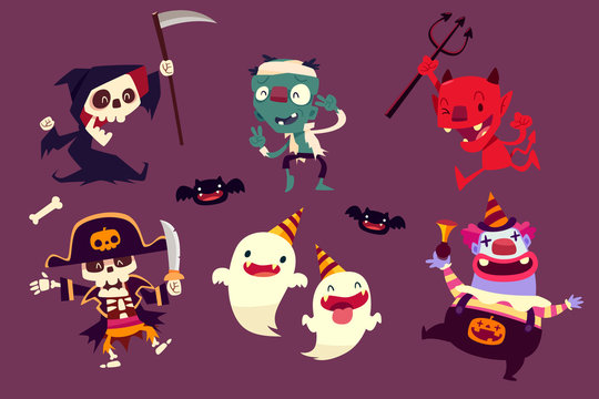 halloween characters doing funny dance in party