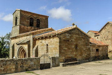 Fototapeta na wymiar sight of the Romanesque church of Santa Juliana in the Corvio town in Palencia, Castile and León, Spain