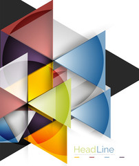 Colorful triangles on white background