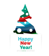 Christmas and New Year geometric banner with text