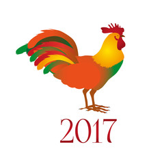 Rooster, cock portrait cartoon illustration. Holiday card design element.