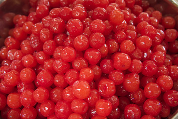 Cherry preserved in syrup on sales in the market, Thailand