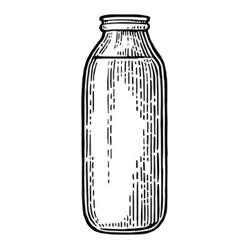 Milk traditional glass full bottle.