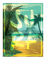 Tropical summer print with slogan for t-shirt graphic and other