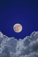 Naklejka na ściany i meble Nightly sky with large moon. Beautiful nature use as background.