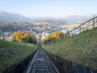 Fototapeta na wymiar San Salvatore funicular line