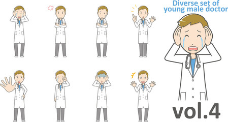 Diverse set of young male doctor , EPS10 vector format vol.4