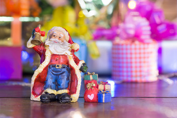 Santa Claus doll and gift decoration for merry christmas and happy new year