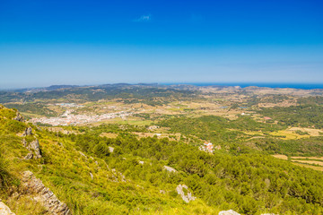 Menorca island landscape viewed from Monte Toro.