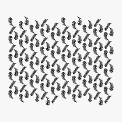 Vector simplified pattern made with palm leaves on grey background. Decoration of conceptual places for entertainment, catering and textile illustration. 