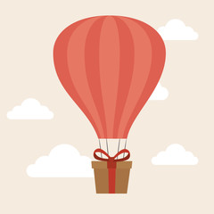 Fototapeta premium airballoon delivery concept gift box cargo vector illustration 