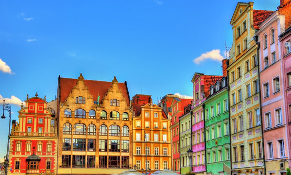 Fototapeta Colorful Houses on the Market square in Wroclaw, Poland