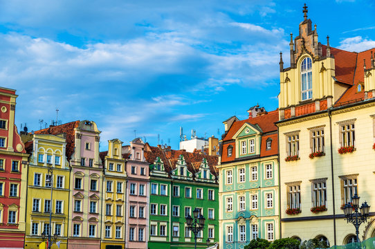 Fototapeta Colorful Houses on the Market square in Wroclaw, Poland
