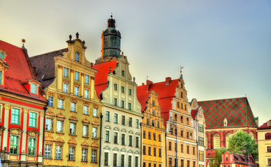 Obraz premium Colorful Houses on the Market square in Wroclaw, Poland