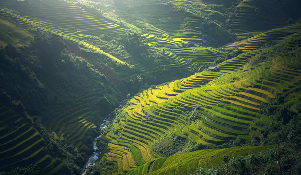 Beautiful view of rice terrace at Mu Cang Chai, Vietnam