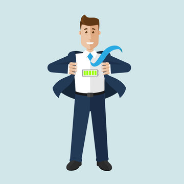 businessman revealing full battery power clip art preview