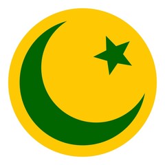 Crescent moon and star icon. Flat illustration of moon vector icon for web design