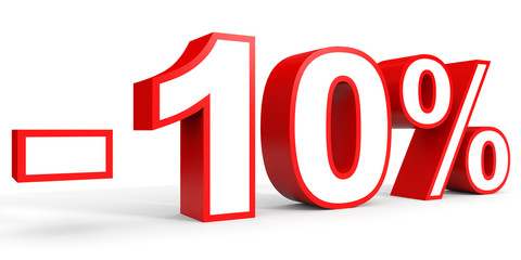 Discount 10 percent off. 3D illustration on white background.