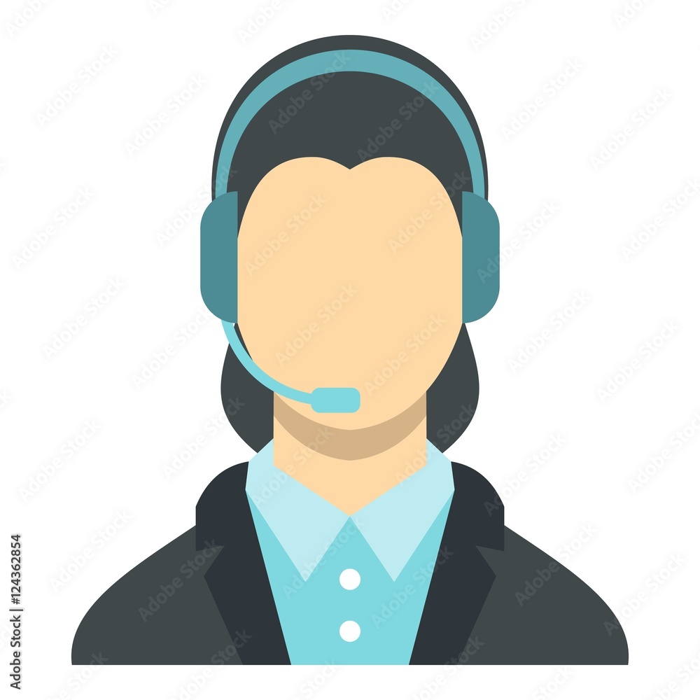 Poster call center operator icon. flat illustration of operator vector icon for web design