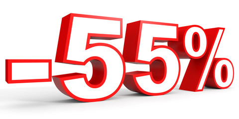Discount 55 percent off. 3D illustration on white background.