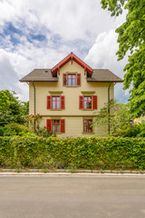 A perfect neighborhood. Houses in suburb at Spring in the Zurich, Switzerland.