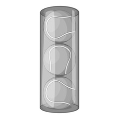 Packaging of tennis balls icon. Gray monochrome illustration of packaging of tennis balls vector icon for web