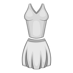 Tennis female form icon. Gray monochrome illustration of tennis female form vector icon for web