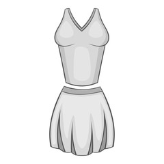 Tennis female form icon. Gray monochrome illustration of tennis female form vector icon for web