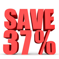 Discount 37 percent off. 3D illustration on white background.