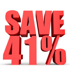 Discount 41 percent off. 3D illustration on white background.