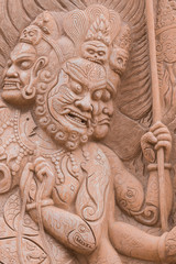 Stone carved Thai style in Thai Temple at PHETCHABUN , THAILAND 