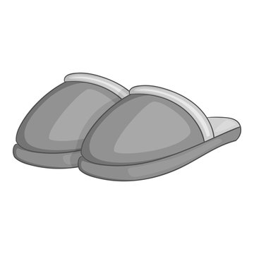 Home slippers icon. Gray monochrome illustration of home slippers vector icon for web