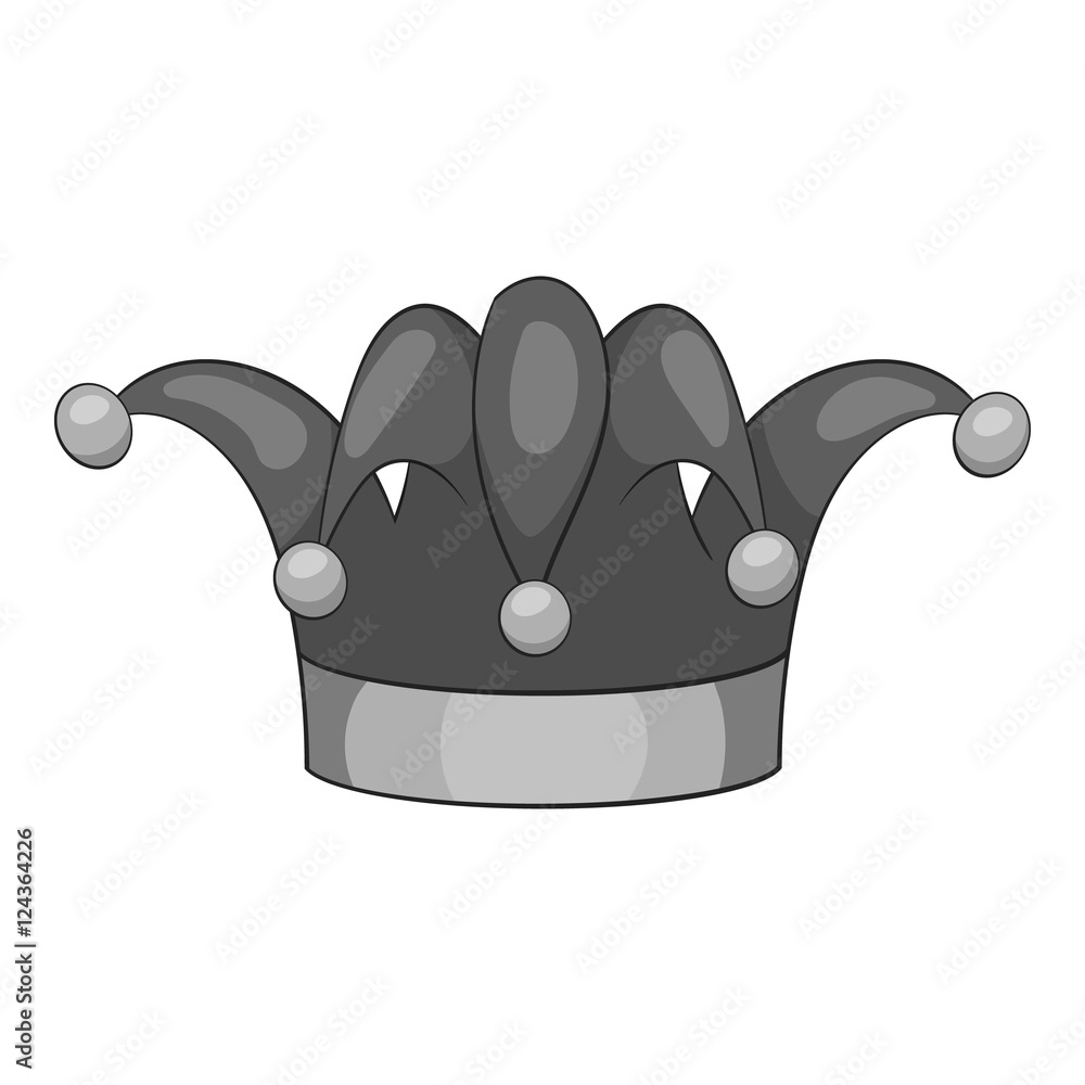 Wall mural Clown hat icon. Gray monochrome illustration of clown hat vector icon for web - Wall murals