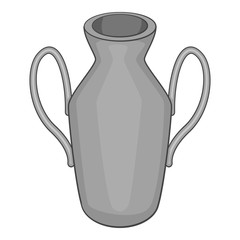 Ancient vase icon. Gray monochrome illustration of ancient vase vector icon for web