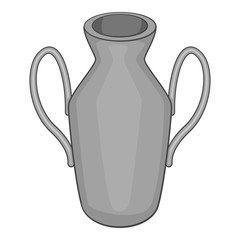 Ancient vase icon. Gray monochrome illustration of ancient vase vector icon for web